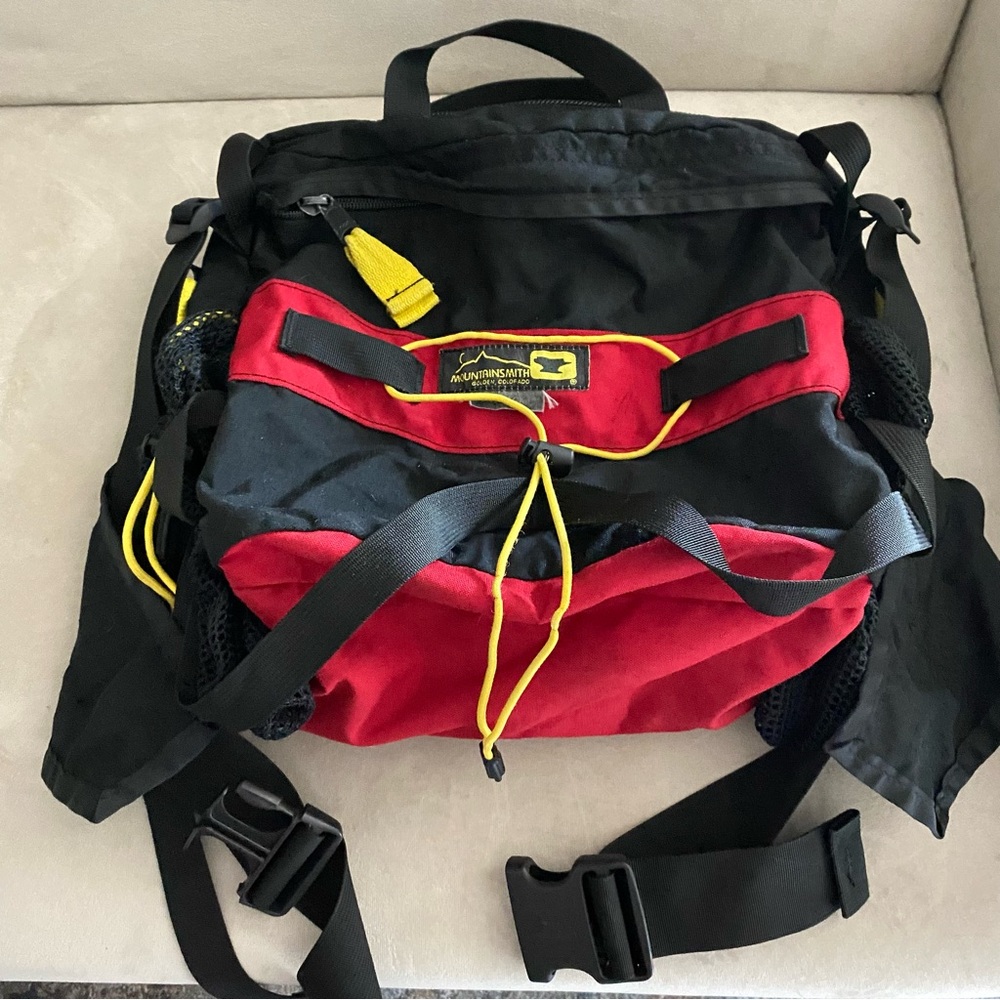 Vintage Mountainsmith DAY Lumbar Pack Red Black Waist Fanny Bag Hiking Camping